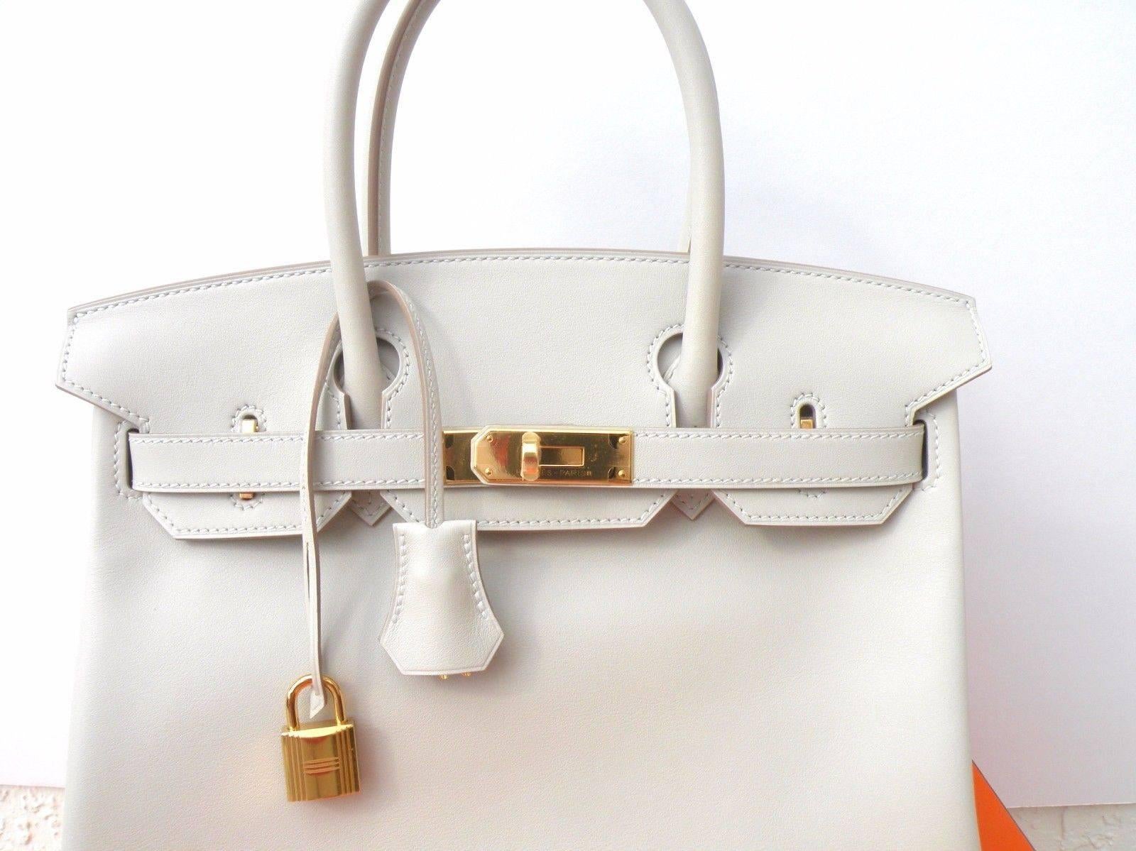 Hermes Birkin 30 Gris Perle Gold Hardware In New Condition For Sale In West Chester, PA