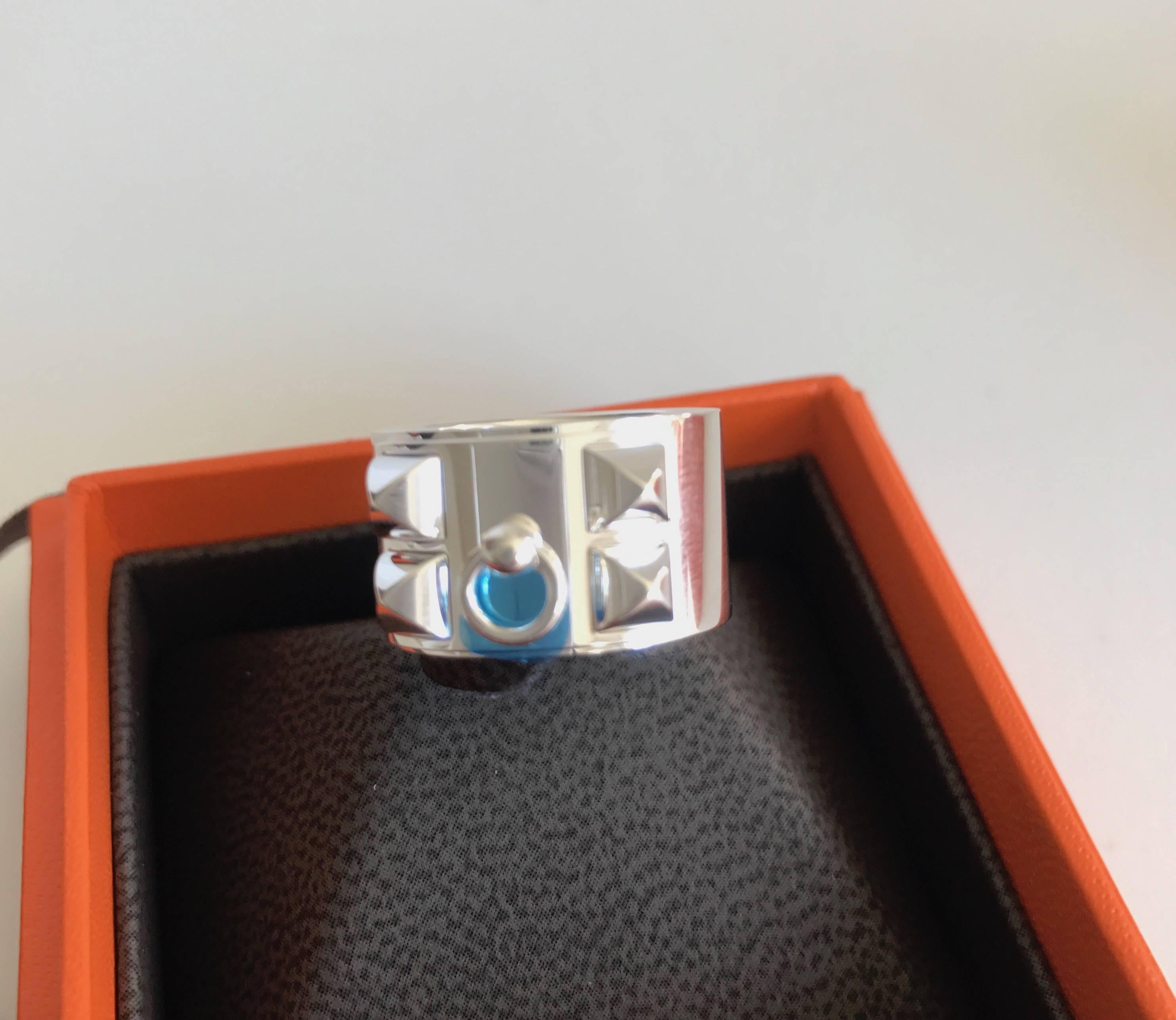 Hermes Collier de Chien Ring Sterling Silver In New Condition In West Chester, PA