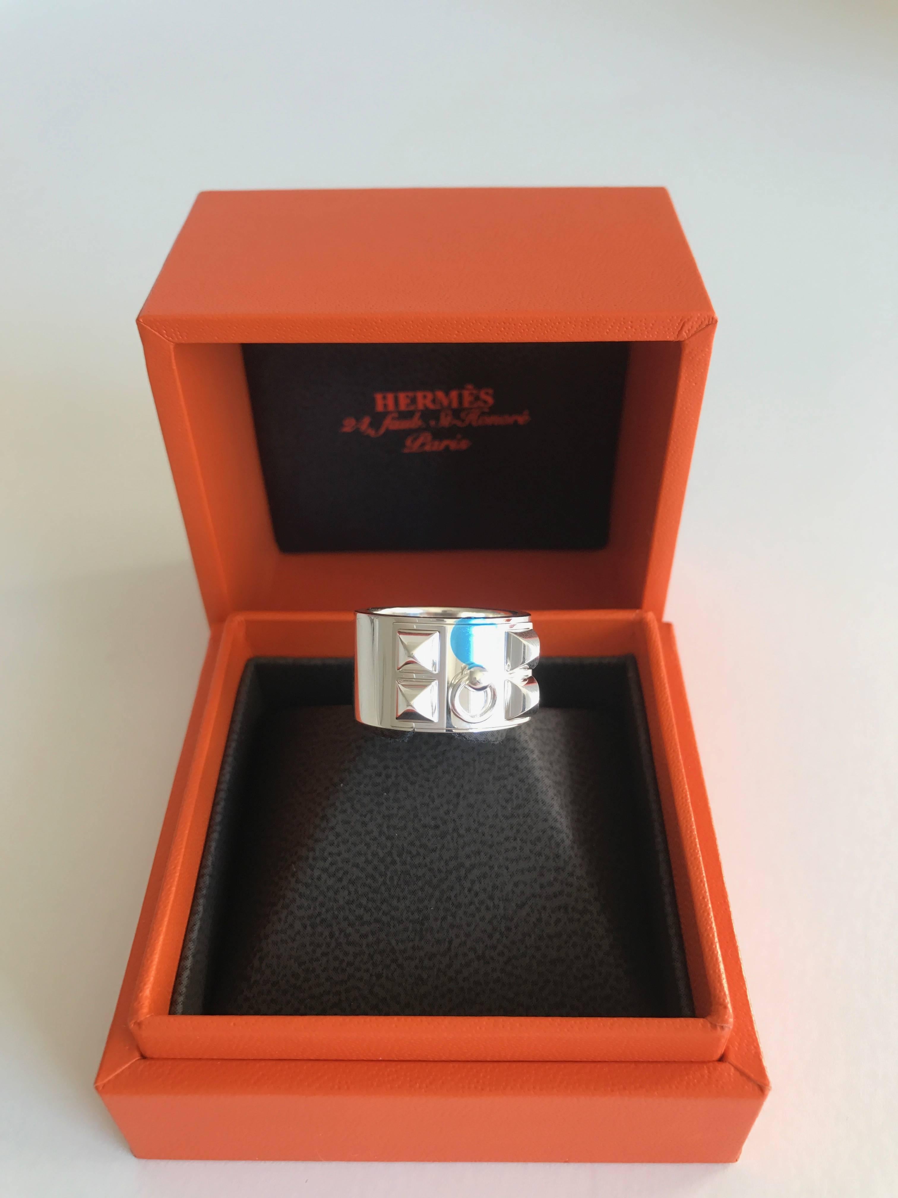 Hermes Collier de Chien Ring Sterling Silver 3