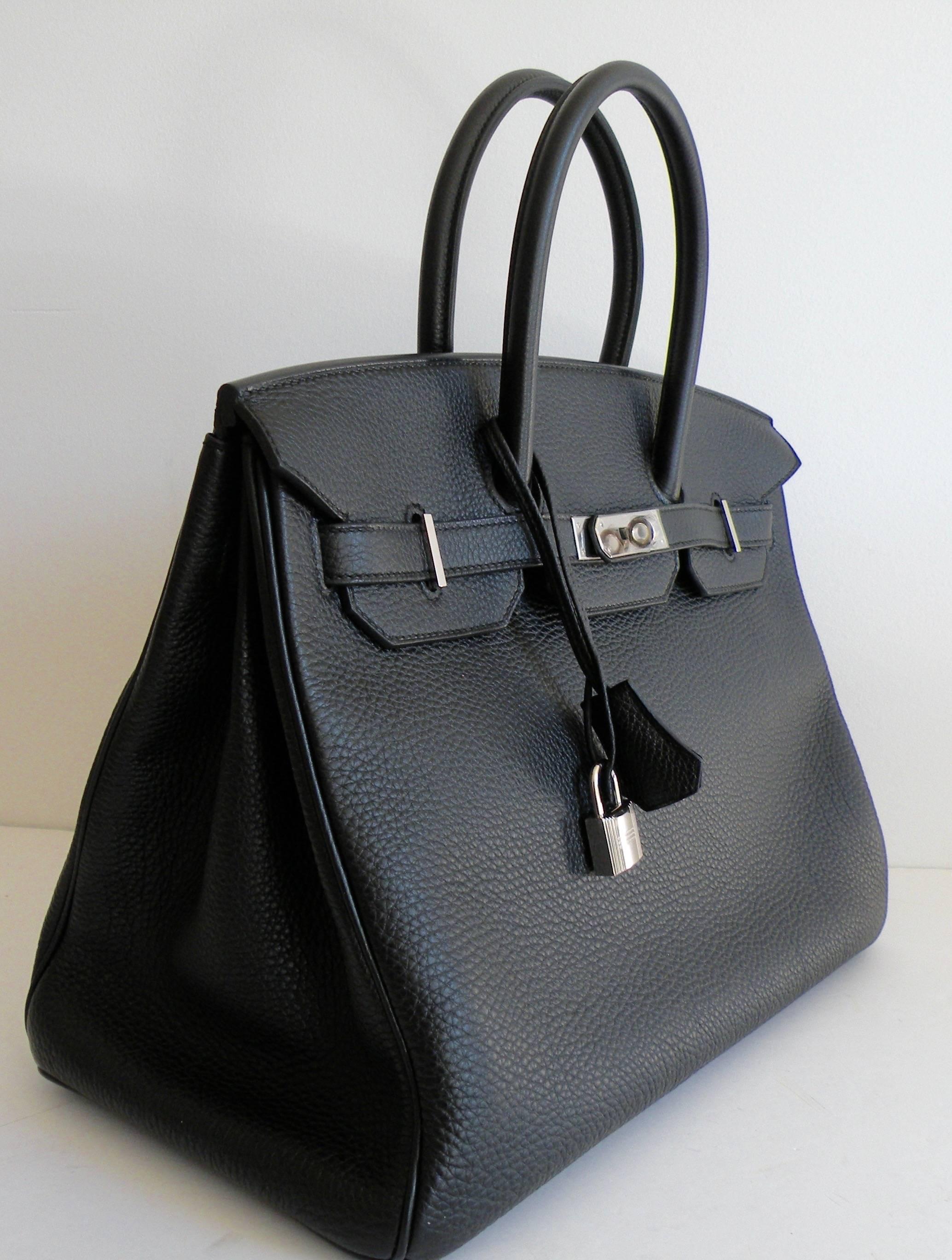 Hermes Black Birkin 35 Palladium Hardware In New Condition For Sale In West Chester, PA