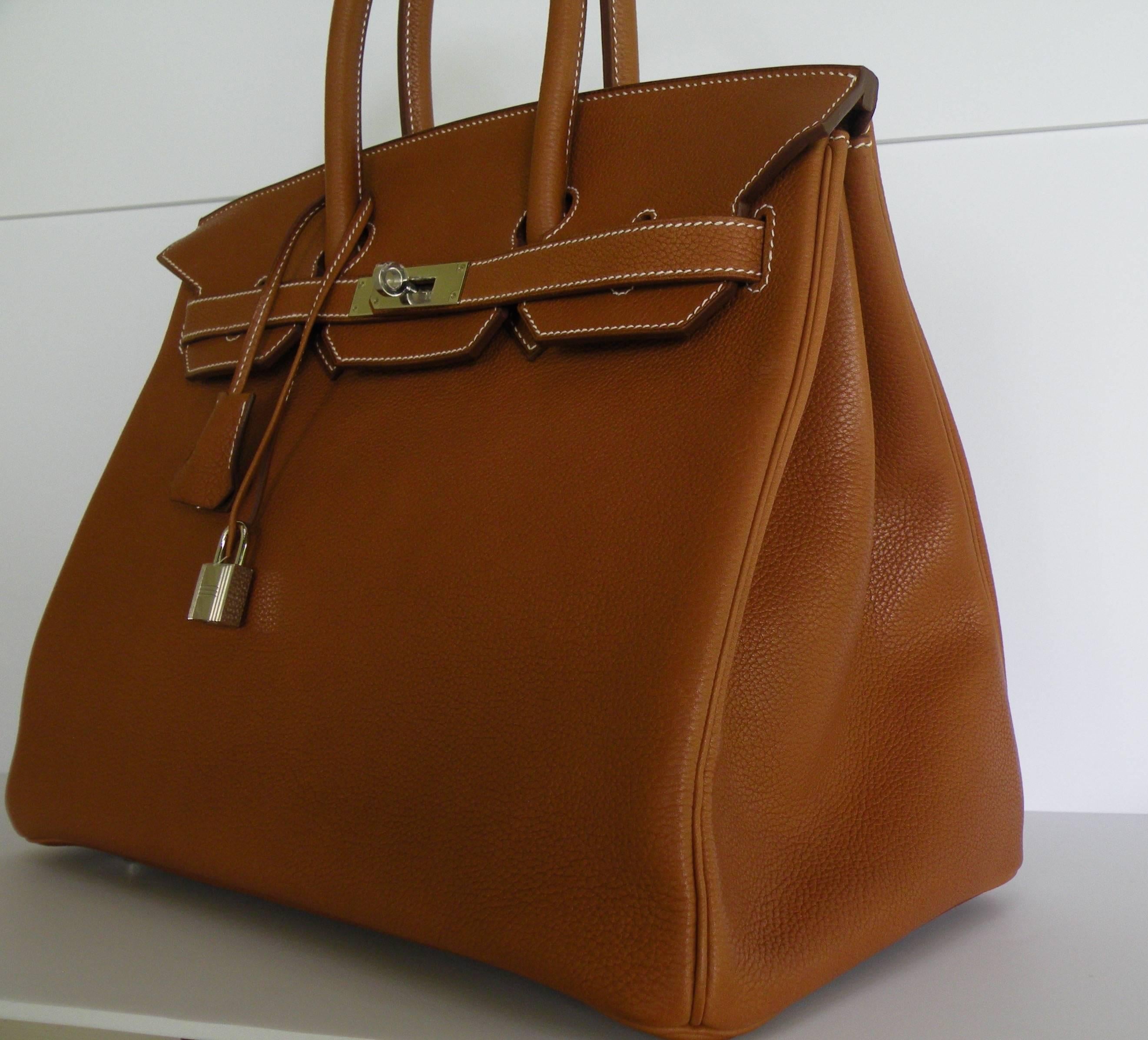 HERMES BIRKIN 35 Bag Barenia Faubourg Palladium Hardware RARE In New Condition For Sale In West Chester, PA