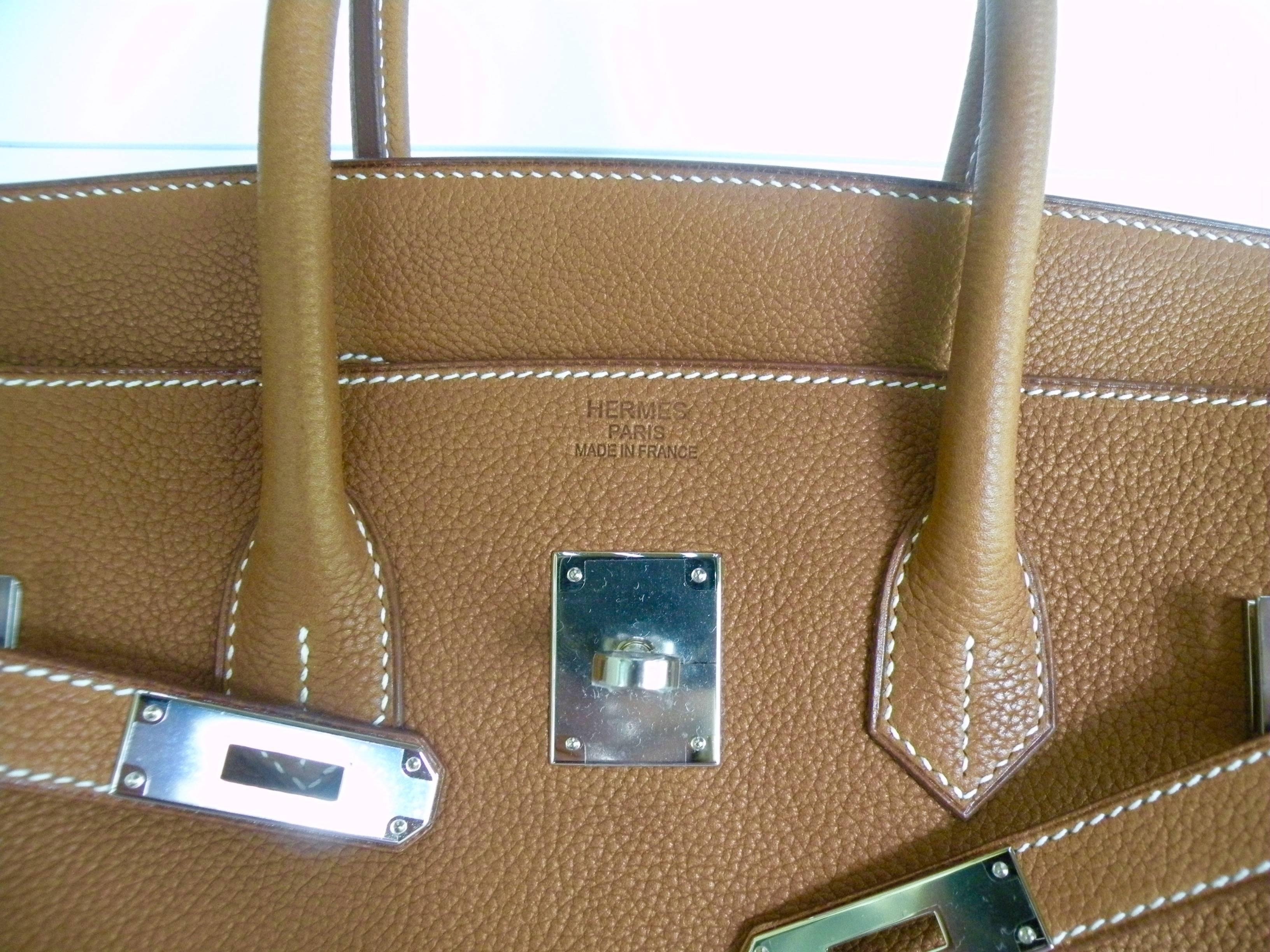 HERMES BIRKIN 35 Bag Barenia Faubourg Palladium Hardware RARE For Sale 2