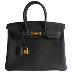 Hermes Black Birkin Bag 35cm Togo Leather Gold Hardware 2017 A