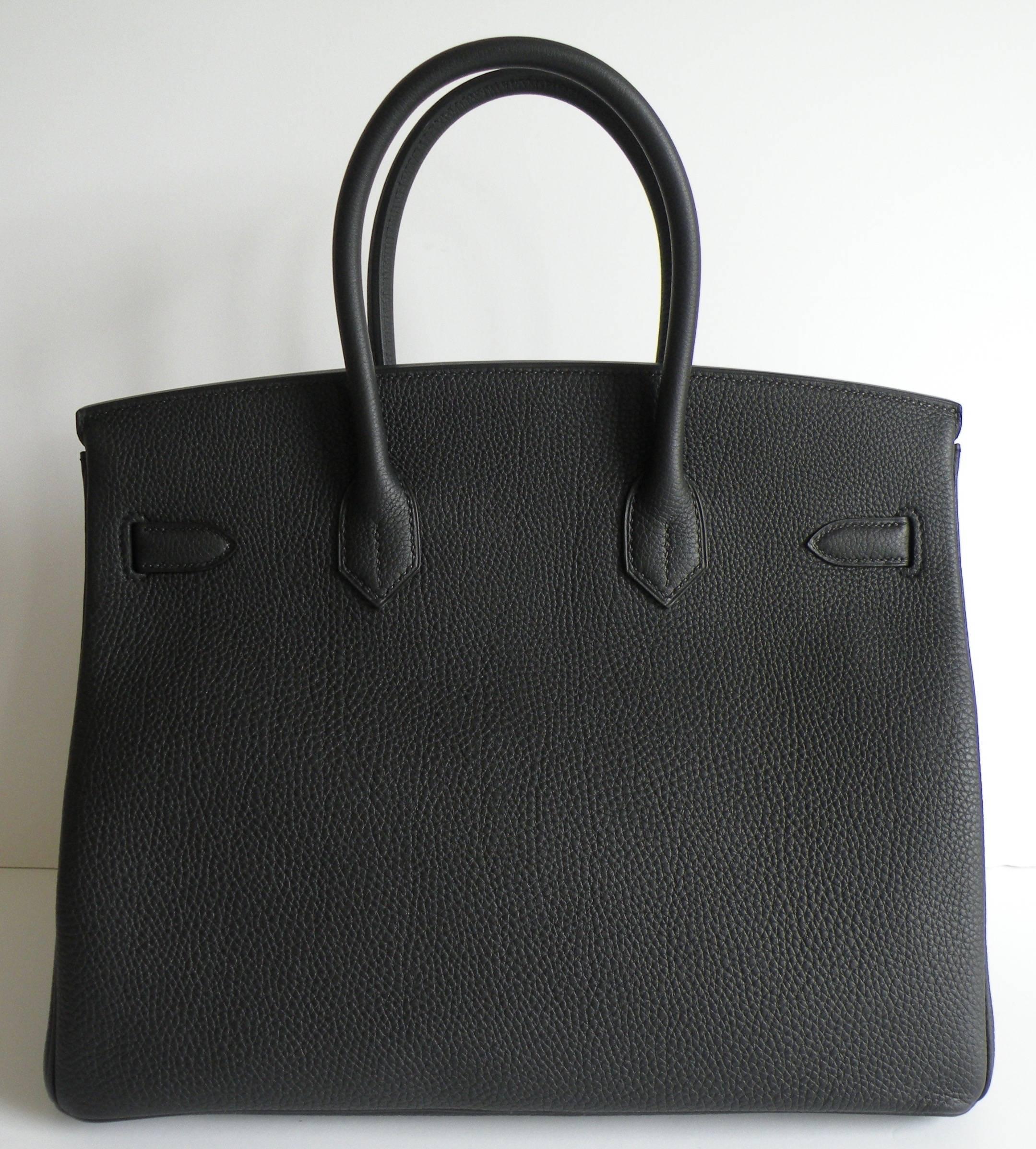 Hermes 35cm Birkin in Black Togo Leather with Gold Hardware
Togo Leather , the most durable leather.
This particular bag has an excellent shape to it.

Such a classic bag.
Black set with gold is a stunning combination.

New A stamp indicating 2017