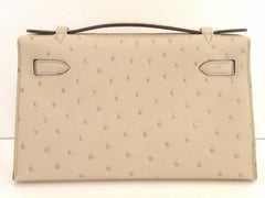 Hermes Kelly Pochette Parchemin Ostrich Gold Hardware