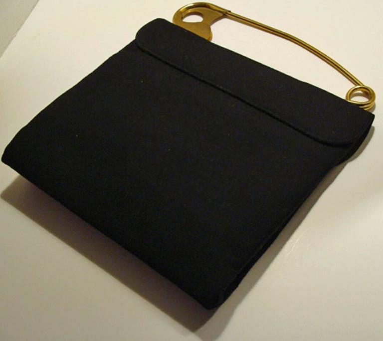 Rare and Iconic Safety Pin Handbag in Black Flannel at 1stDibs safety
