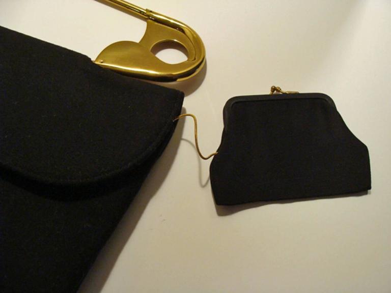 Rare and Iconic Safety Pin Handbag in Black Flannel at 1stDibs safety