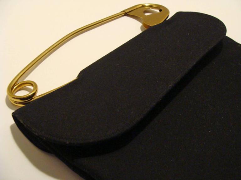 Rare and Iconic Safety Pin Handbag in Black Flannel at 1stDibs safety