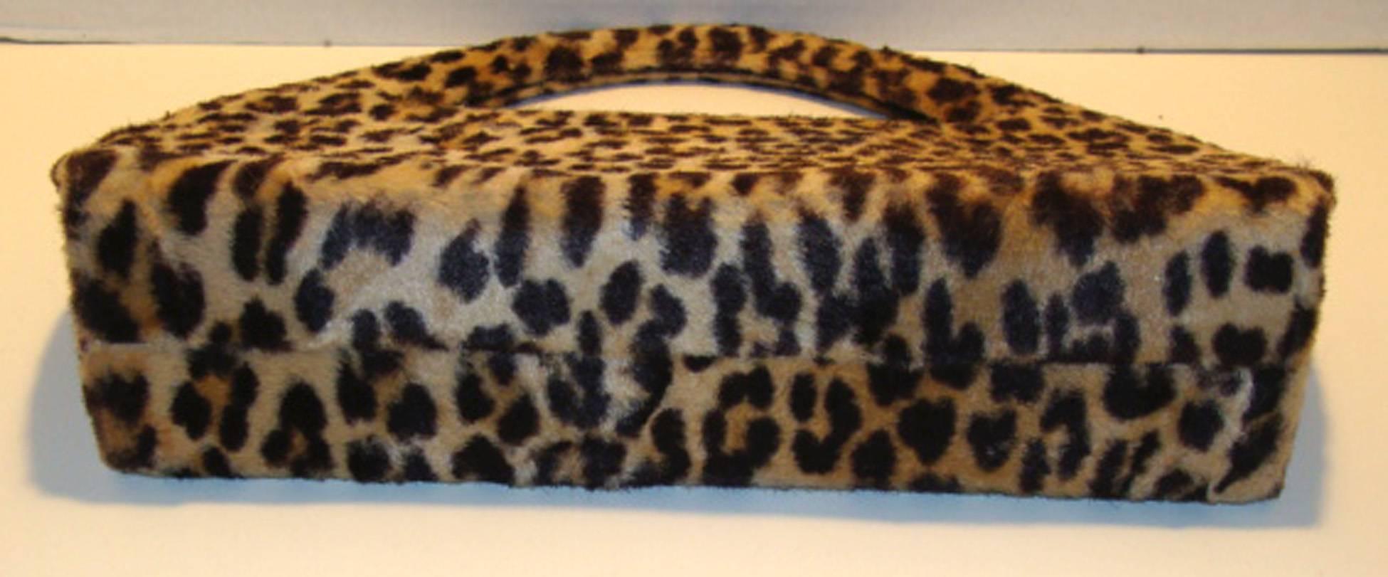 Brown Large Architectural Faux Leopard Handbag Clutch