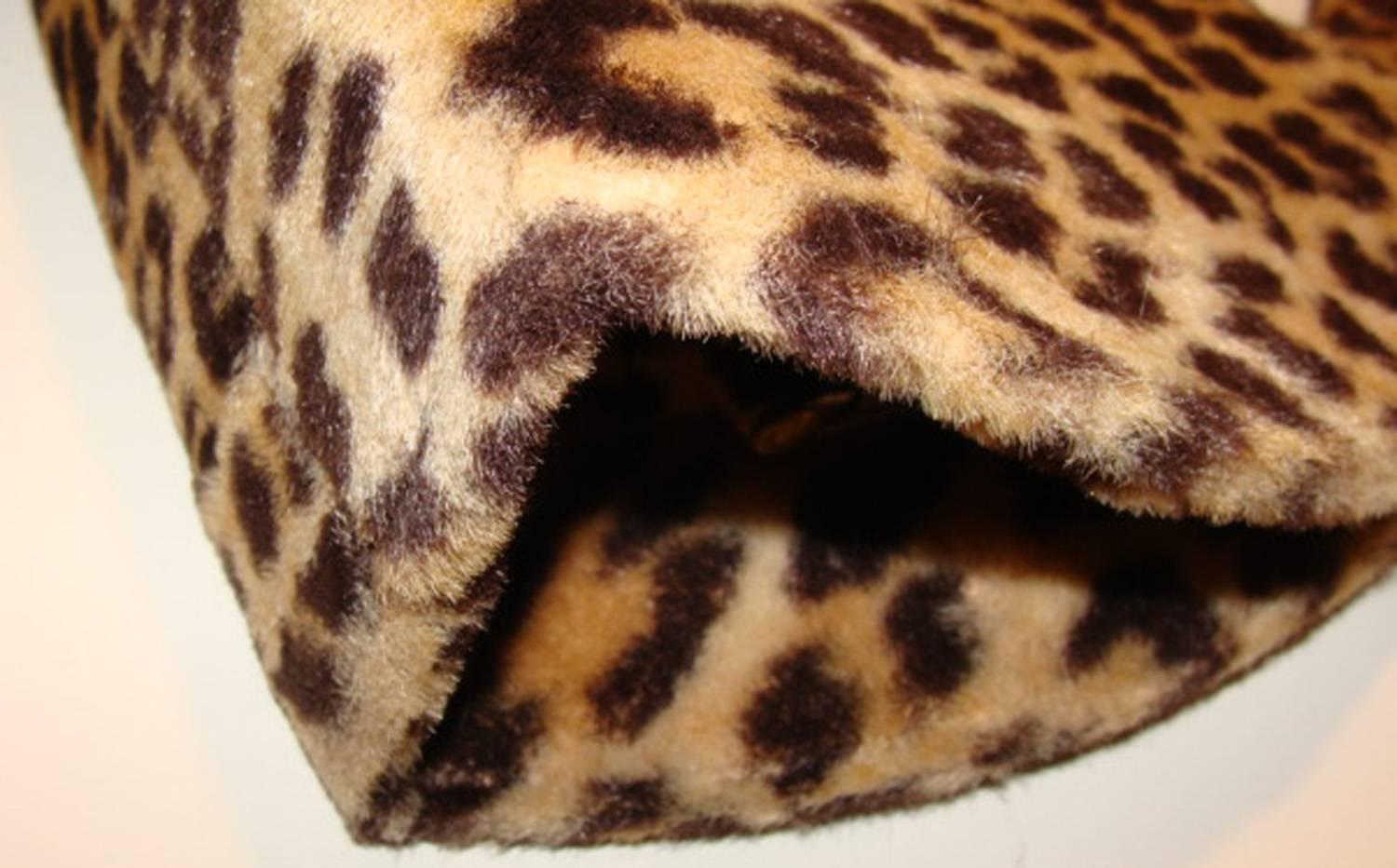 Large Architectural Faux Leopard Handbag Clutch In Good Condition In Lambertville, NJ
