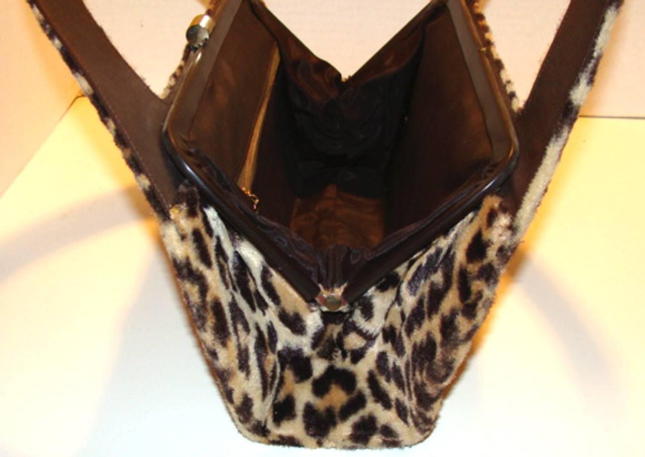 Large Architectural Faux Leopard Handbag Clutch 2