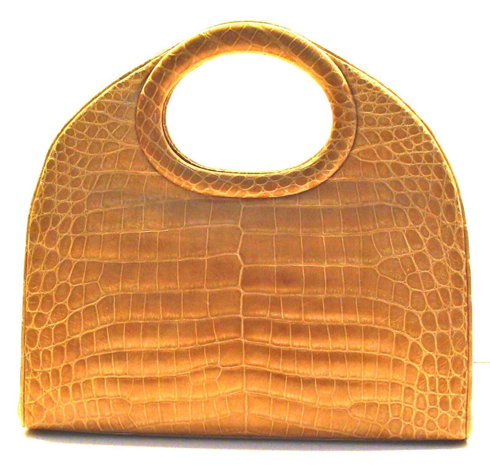 Oversized Architectural Handbag in Blonde Alligator SPRING 1