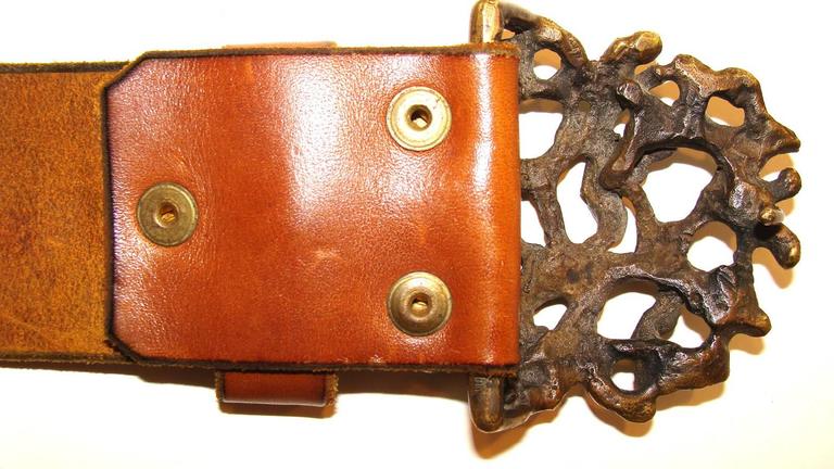 Vintage Abstract Figural Brutalist Brass/Bronze Buckle W  display picture 1