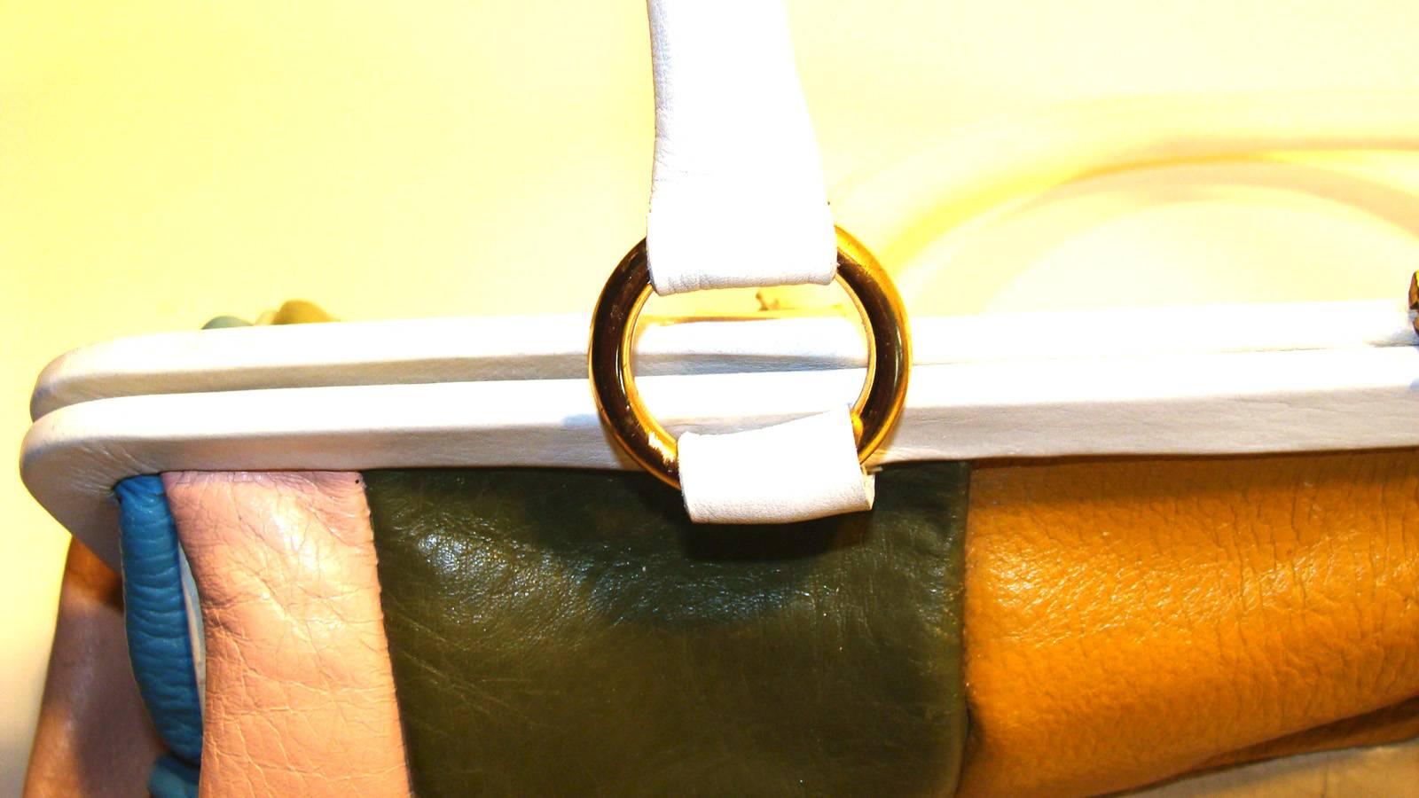 Oversized Color Block Satchel with Double Handles  In Excellent Condition In Lambertville, NJ