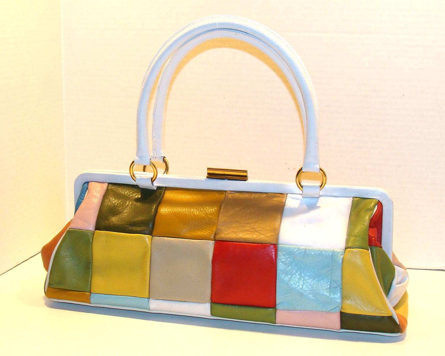 Women's Oversized Color Block Satchel with Double Handles 