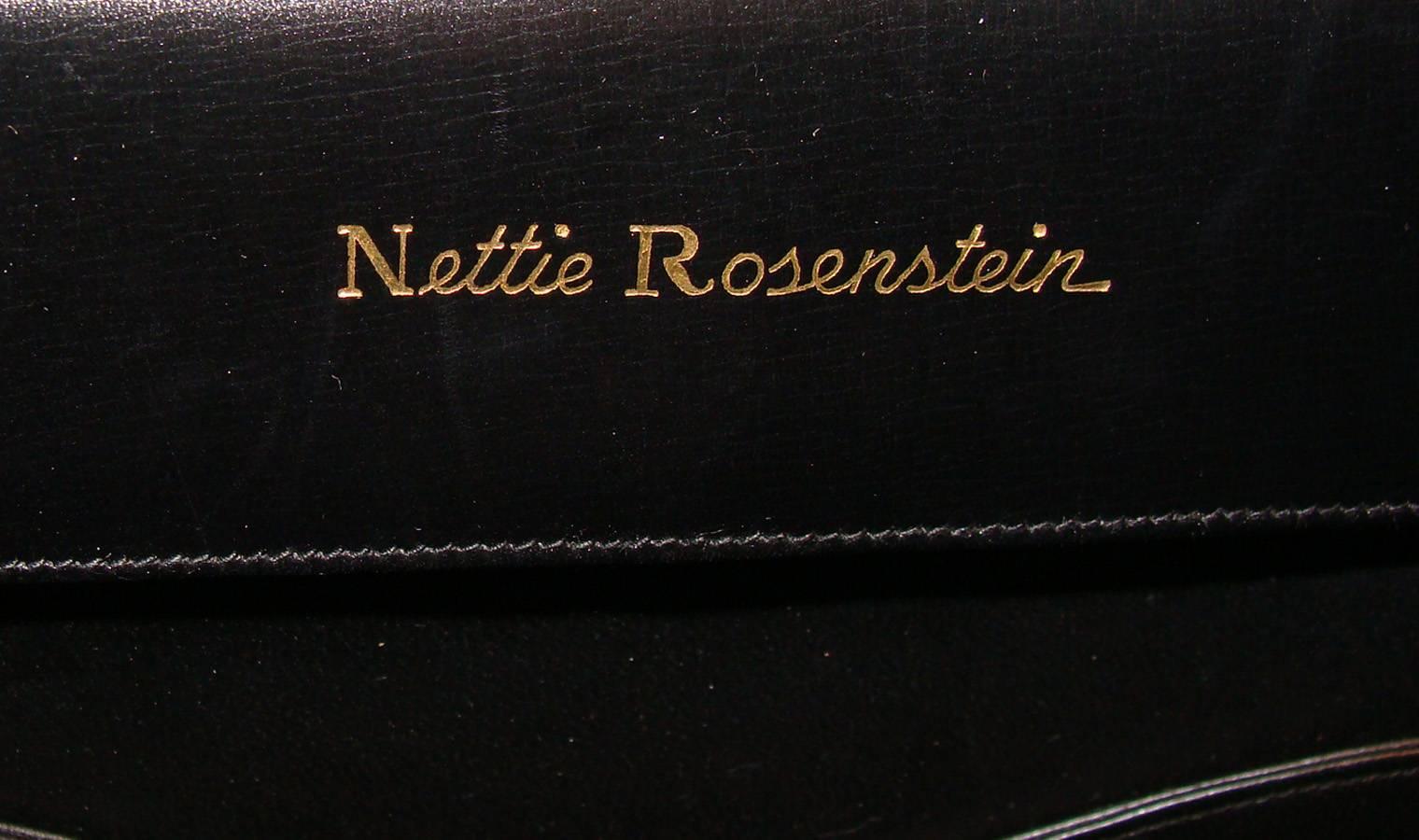 Elegantly Tailored Black Calf Kelly Style bag by Nettie Rosenstein.   4