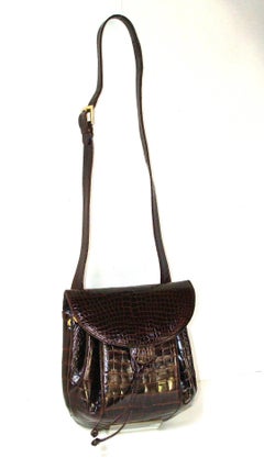 Roomy, Rich Brown Alligator Shoulder/Crossbody Bag by Judith Leiber FALL!