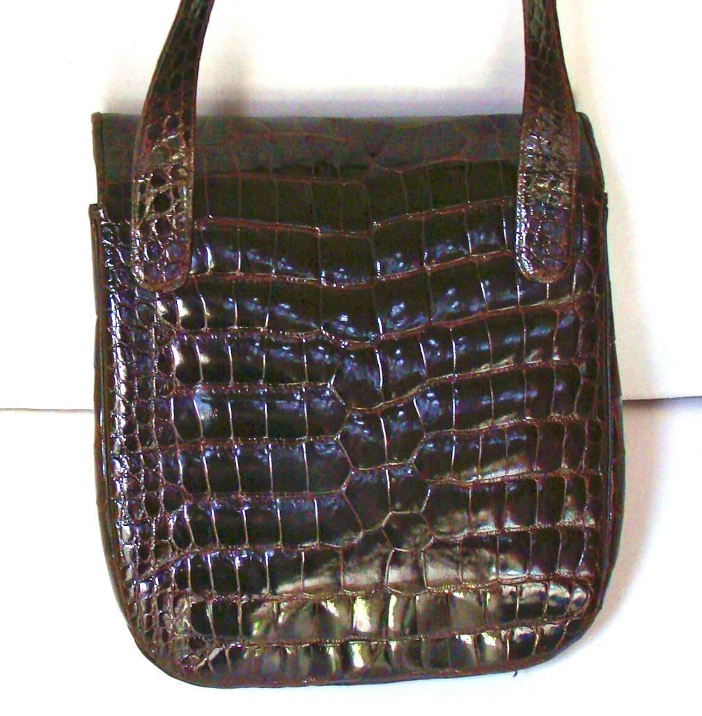 Women's or Men's Roomy, Rich Brown Alligator Shoulder/Crossbody Bag by Judith Leiber FALL!