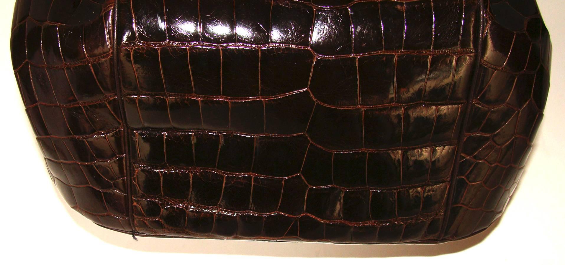 Roomy, Rich Brown Alligator Shoulder/Crossbody Bag by Judith Leiber FALL! 1
