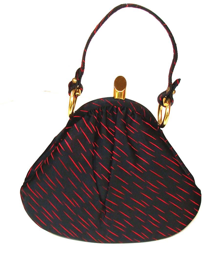 Stunning Red and Black Silk Evening Bag HOLIDAY 4