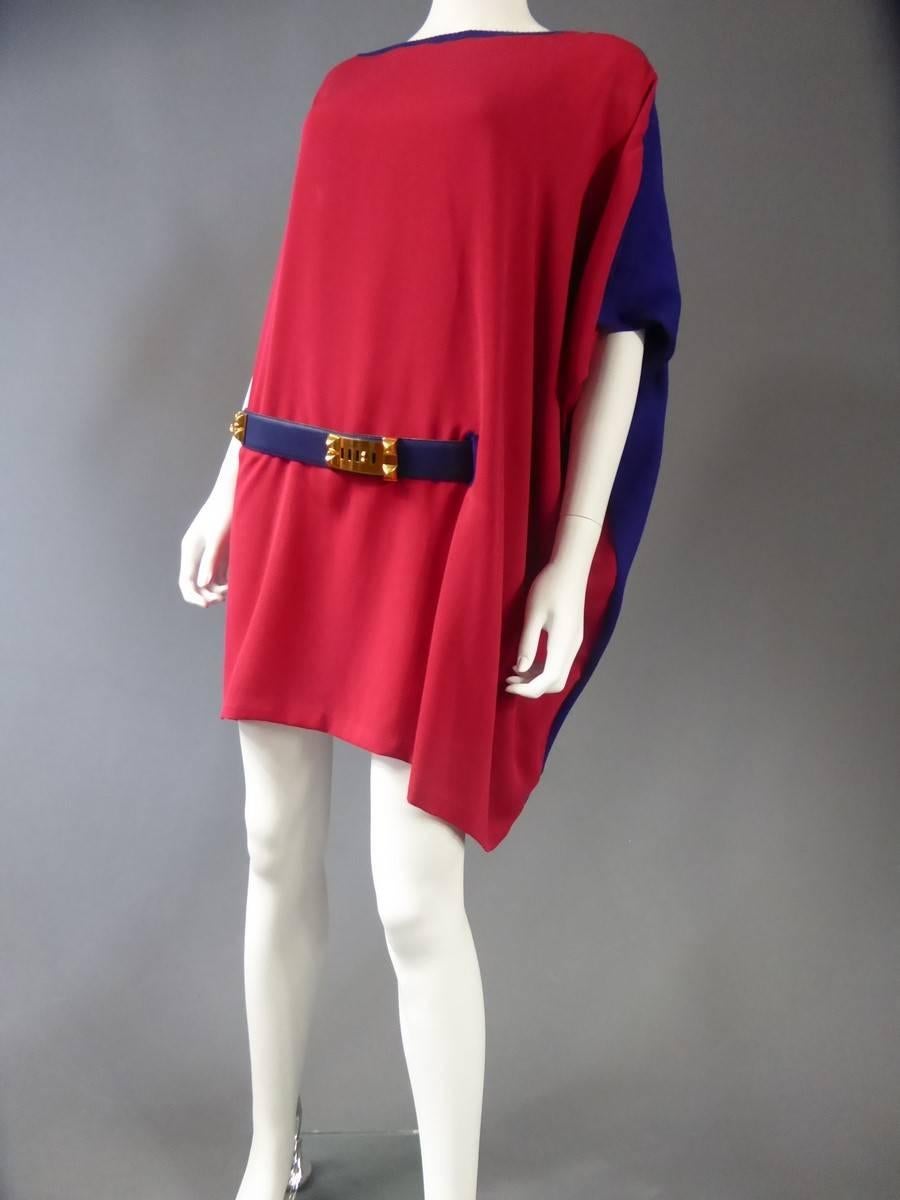 Red Hermès Poncho Mini Dress