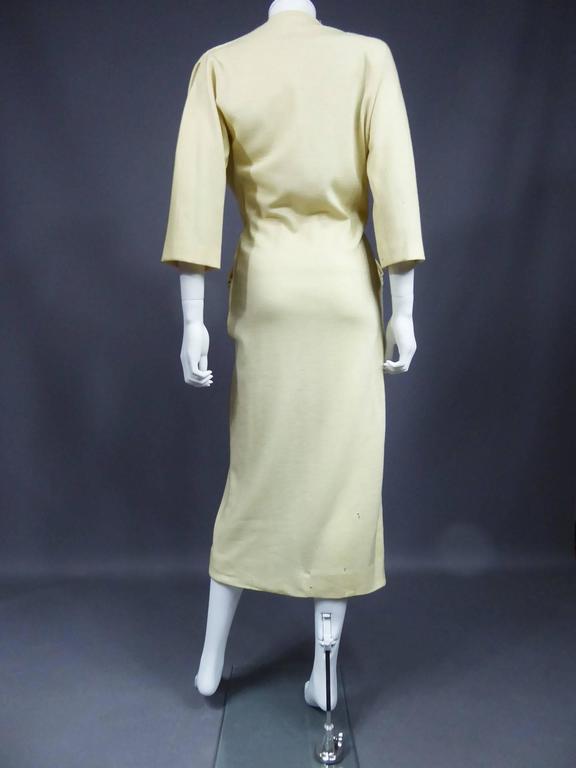 Women's A Madame Grès Woollen Beige Couture Dress (attributed to)- France Circa 1970