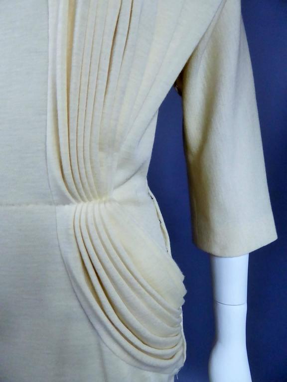 A Madame Grès Woollen Beige Couture Dress (attributed to)- France Circa 1970 2