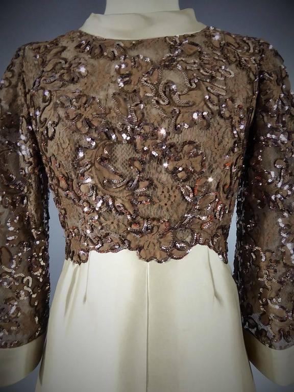 Gorgeous 1970s Pierre Balmain Soft Green and Blue Printed Thai Silk Caftan Dress or Evening Coat