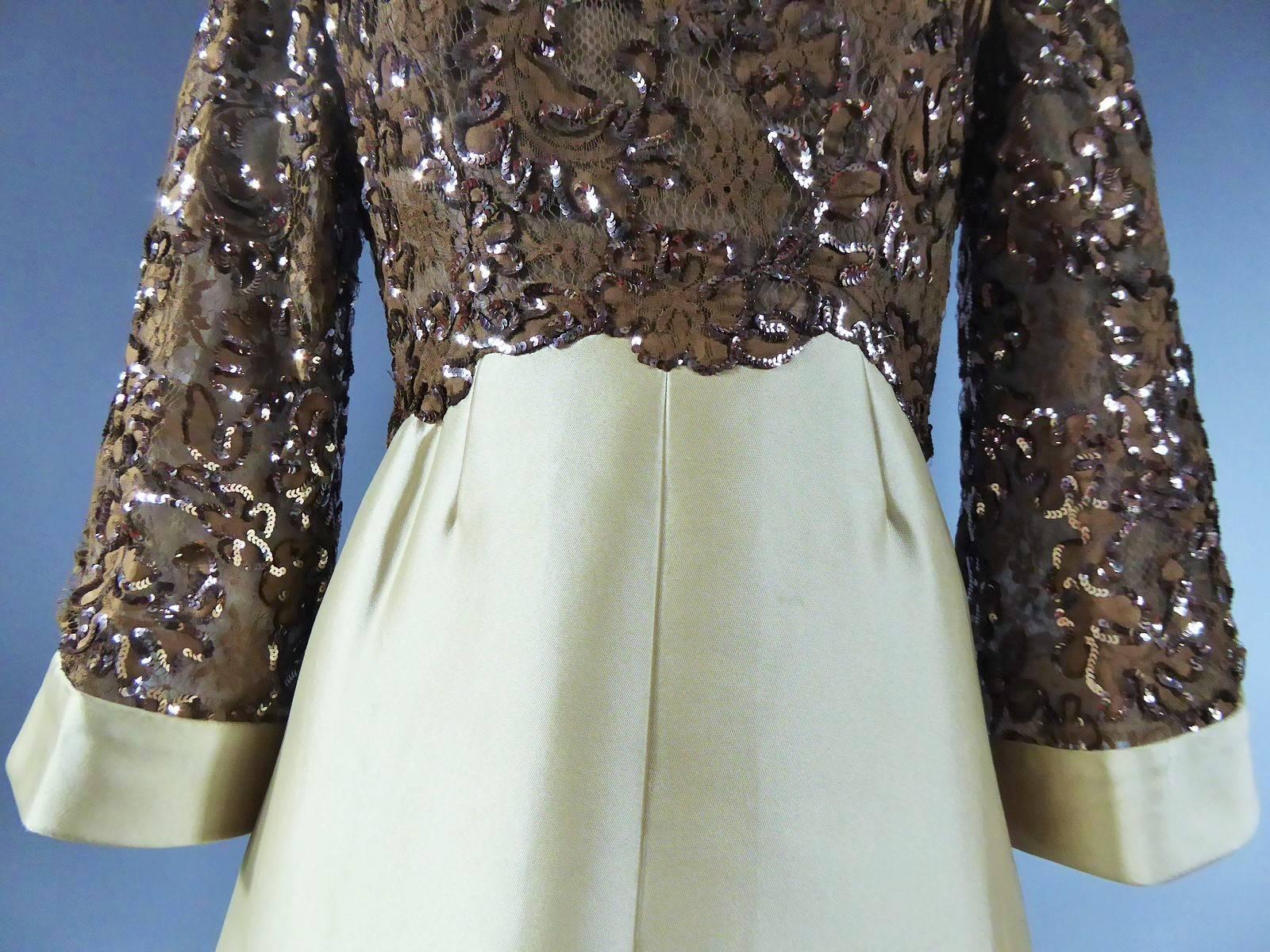 Women's Pierre Balmain Couture Evening Dress In Lace And Gazar Circa 1970