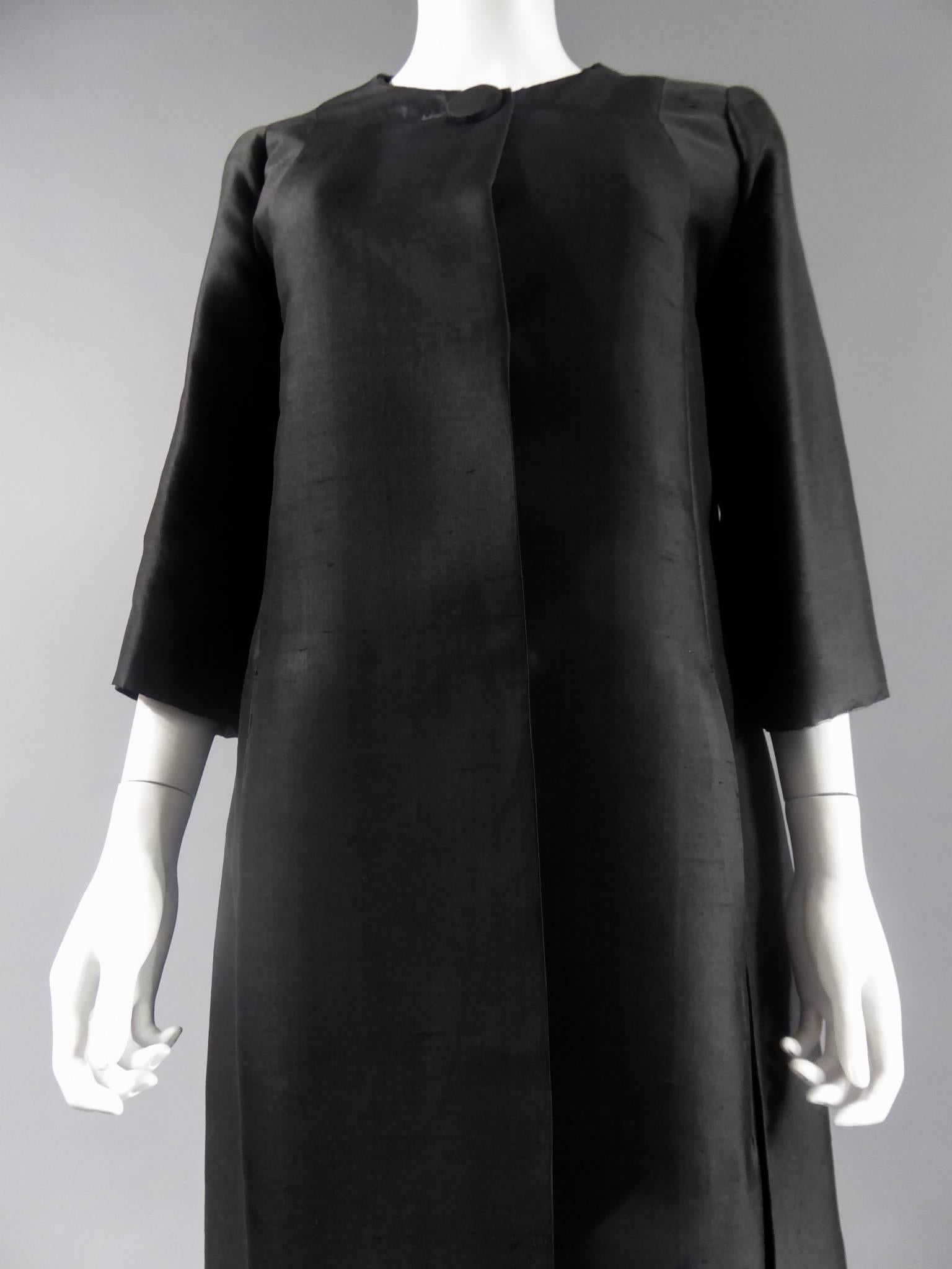 Black Jean Dessès Haute Couture Coat Numbered 9133