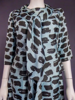 A French Couture Lanvin Castillo Printed Silk Set Numbered R6554H Circa 1962