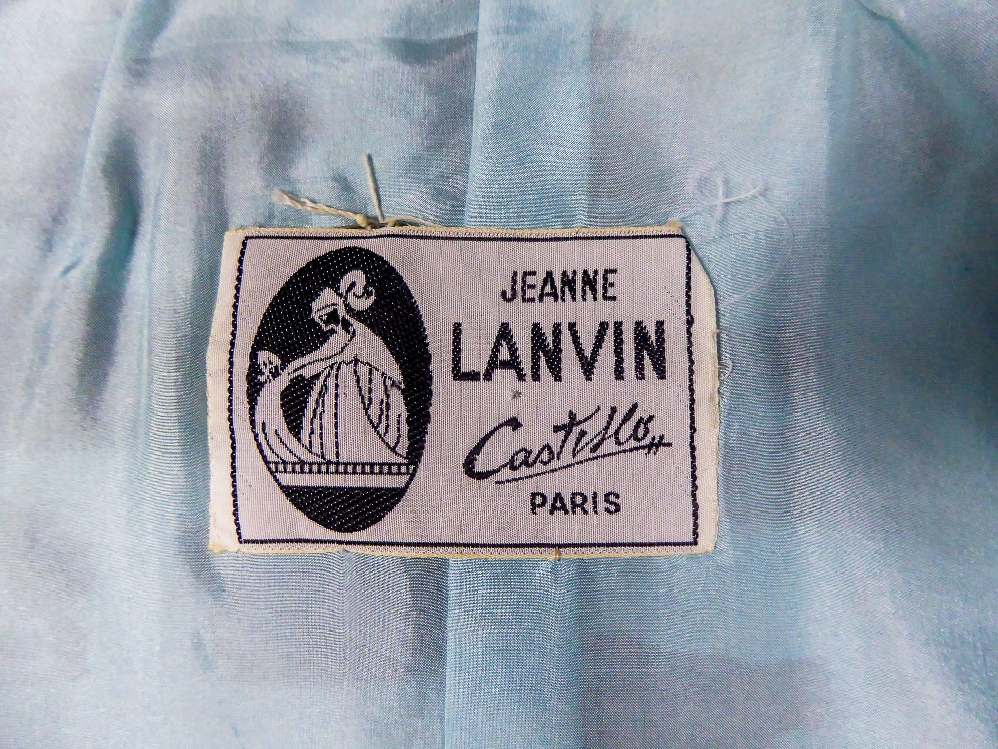 A French Couture Lanvin Castillo Printed Silk Set Numbered R6554H Circa 1962 For Sale 5