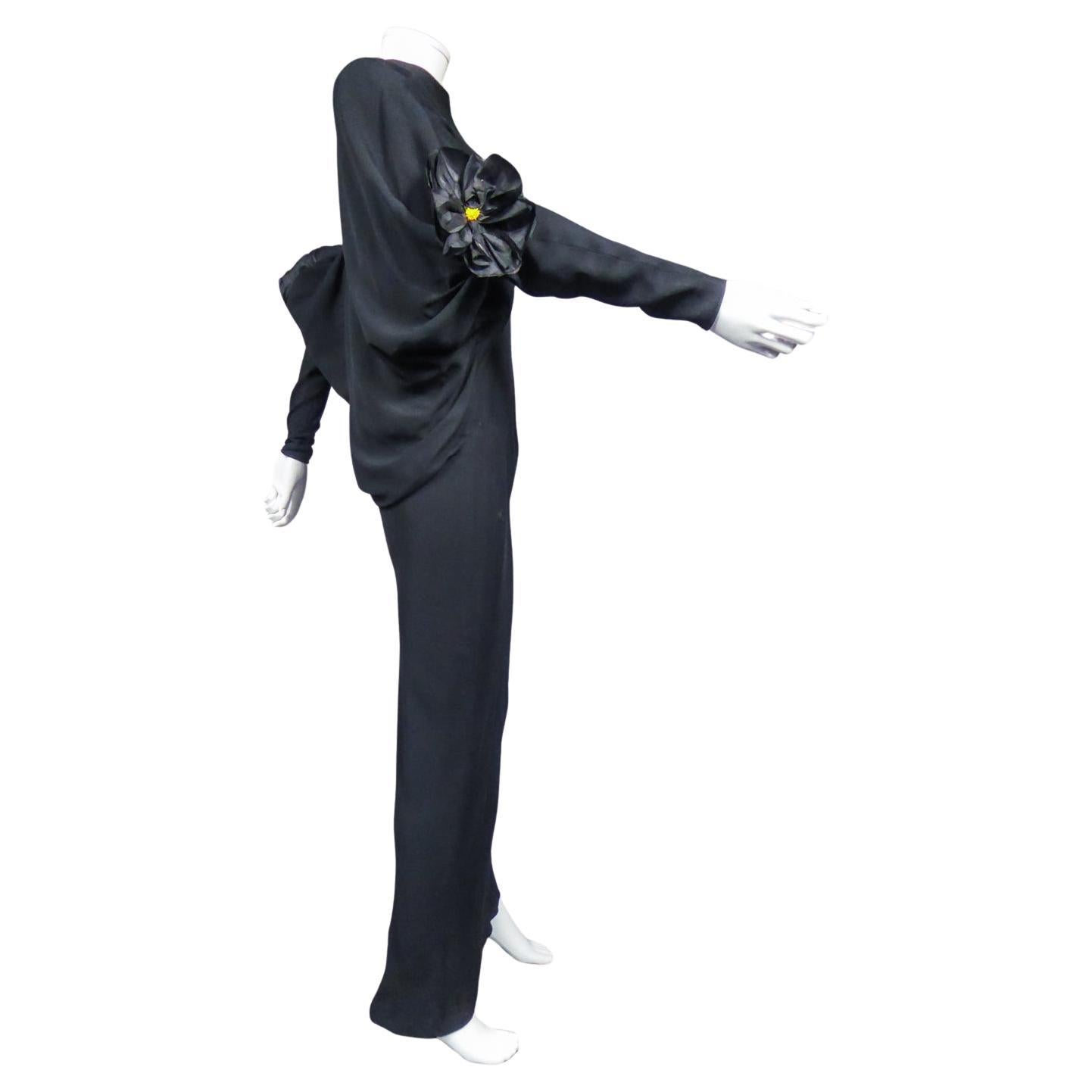 Pierre Cardin - Robe de soirée en jersey couture noire, circa 1976/1978