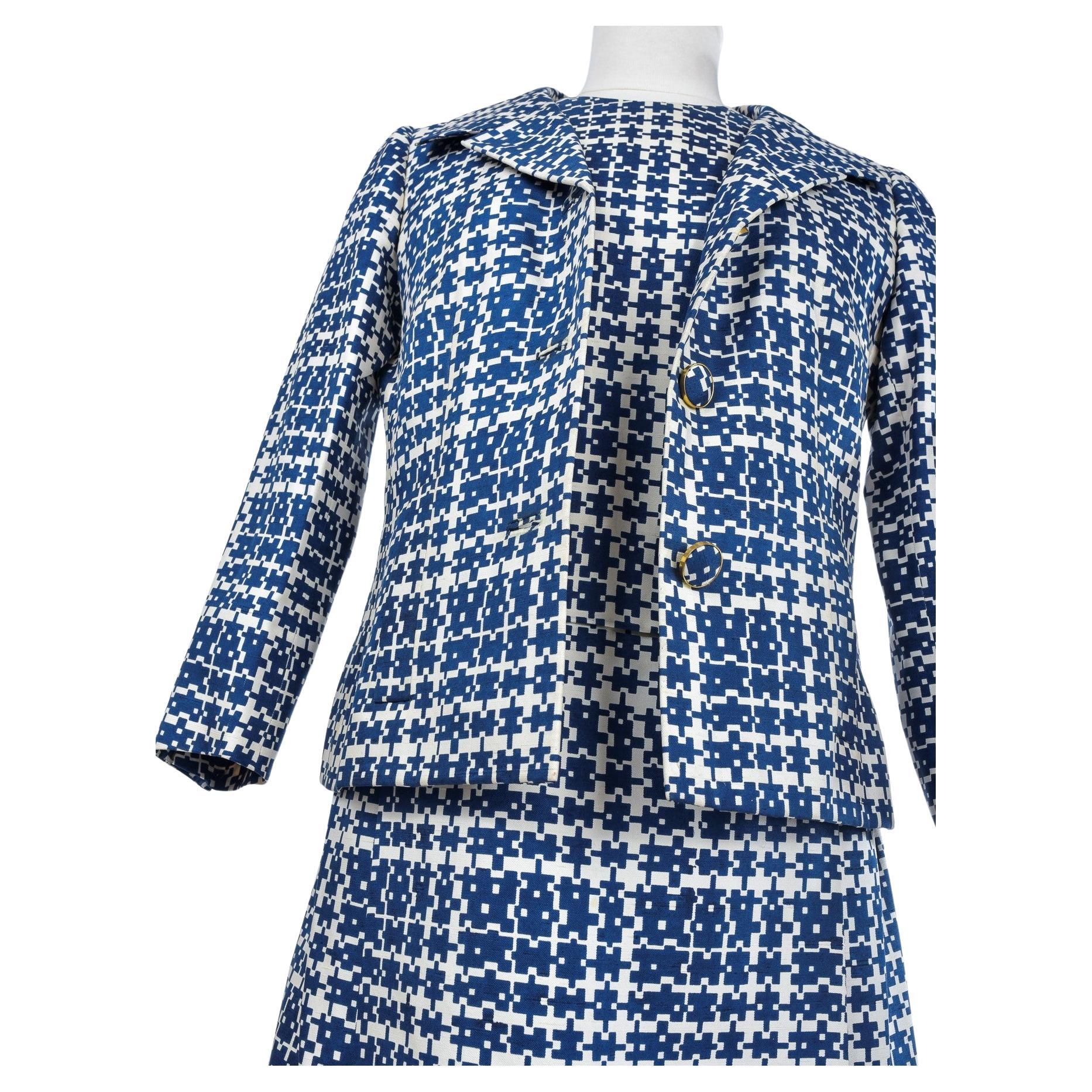 Costume en soie imprimée de Jules-François Crahay pour Nina Ricci Circa 1956-1960