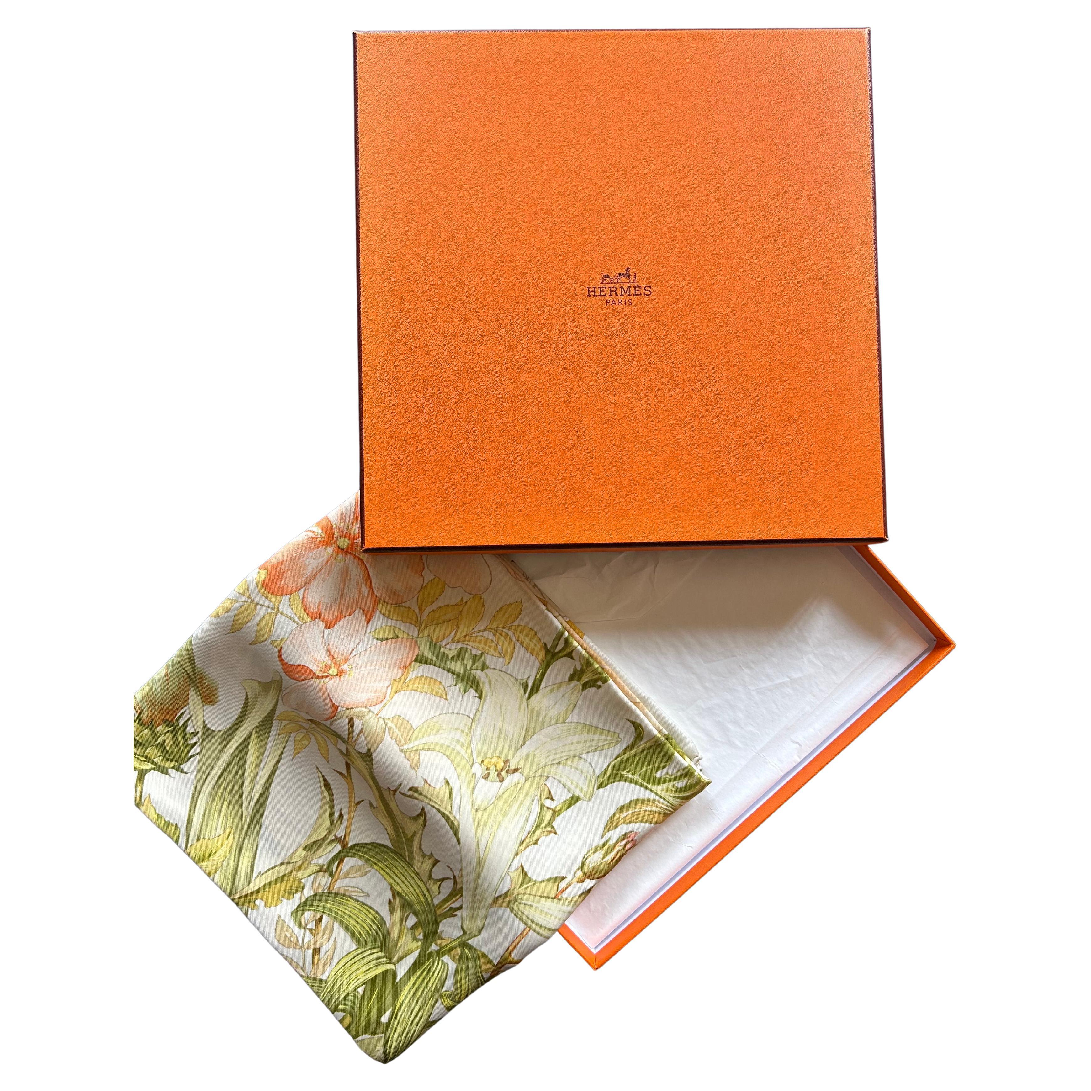 Foulard Hermès "Regina" de Leila Menchari avec sa boîte Circa 1972