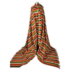 Antique A Long Striped Paisley Shawl with Bayadère Decor - France Circa 1870