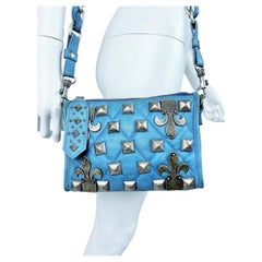 A Jean-Charles de Castelbajac Blue Studded Leather Humorous Bag Circa 1995
