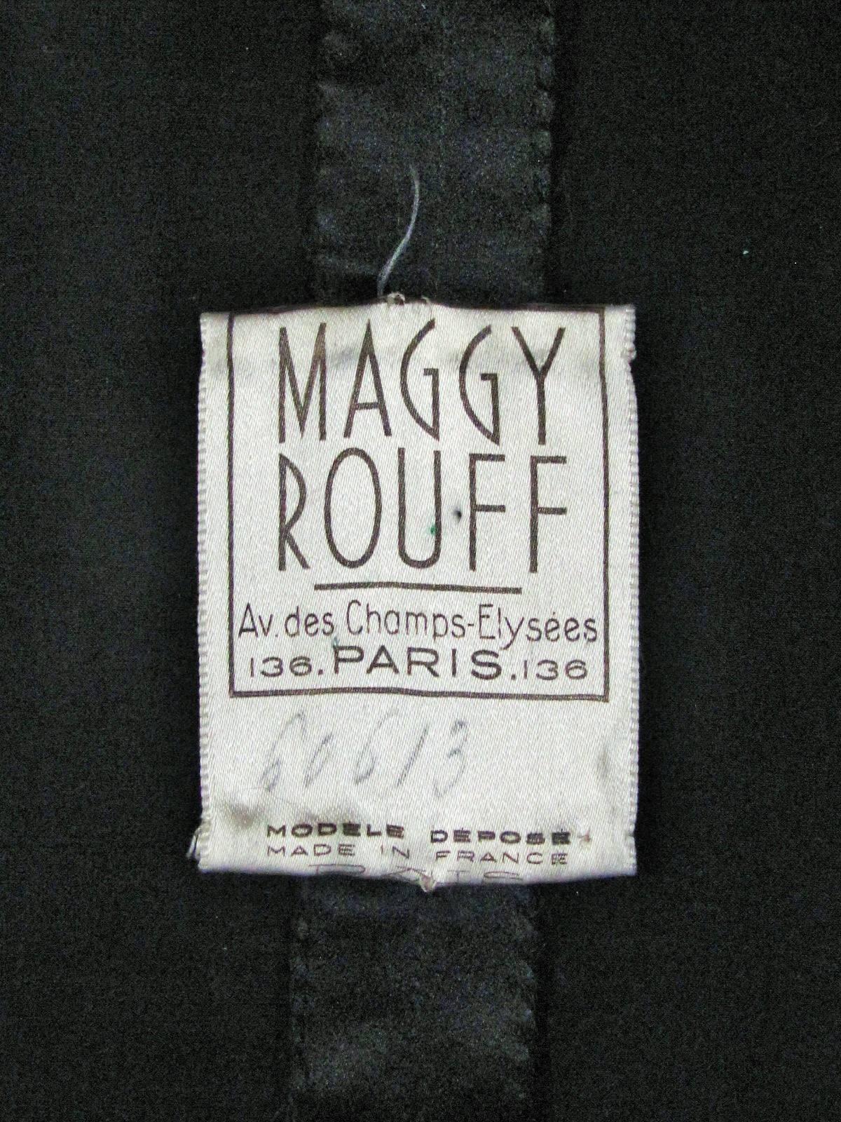 Maggy Rouff - Robe de soirée haute couture en satin noir et velours, circa 1935 en vente 5