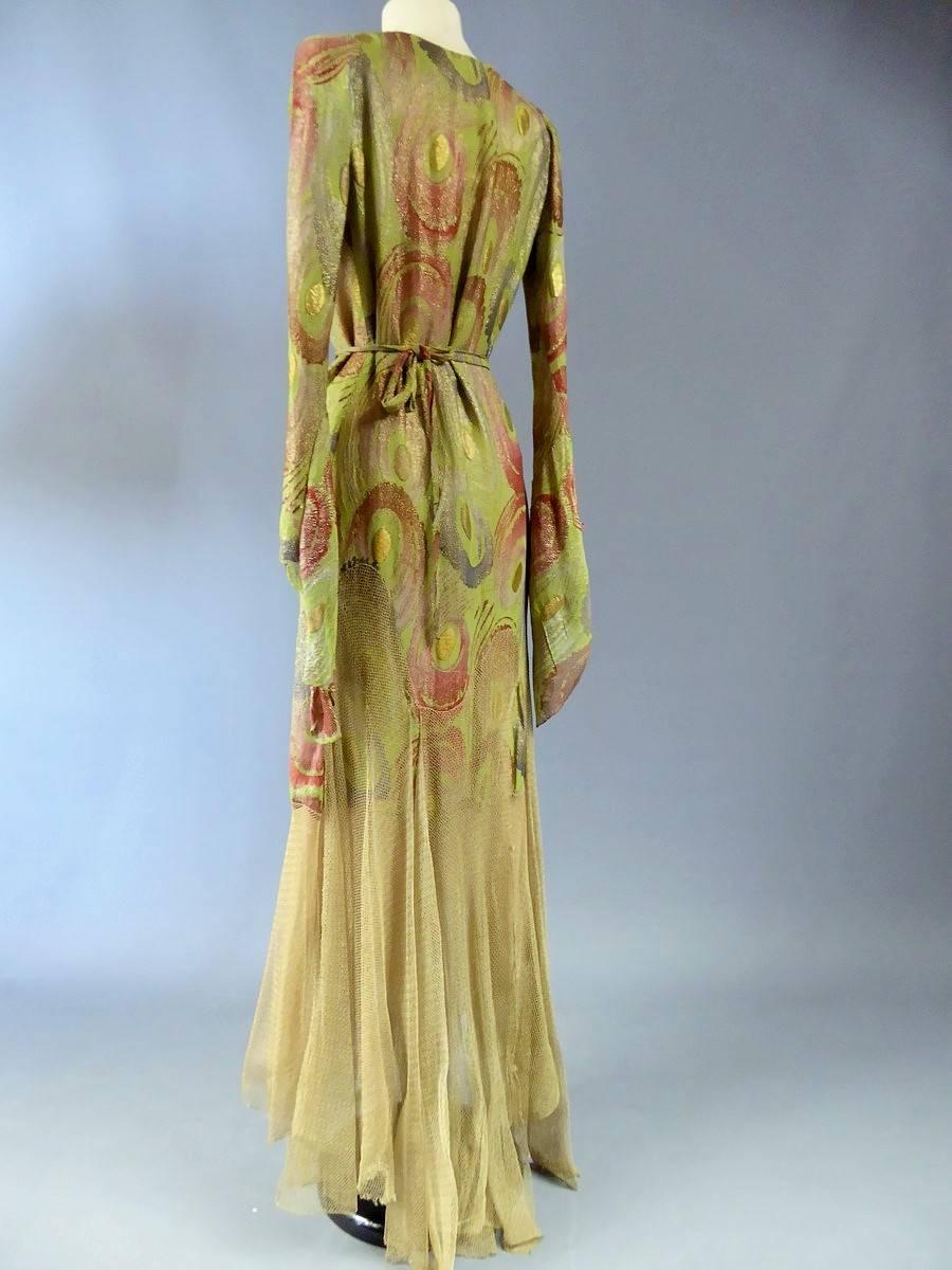 Evening Dress By Louise Boulanger Haute Couture Circa 1935 In Good Condition In Toulon, FR