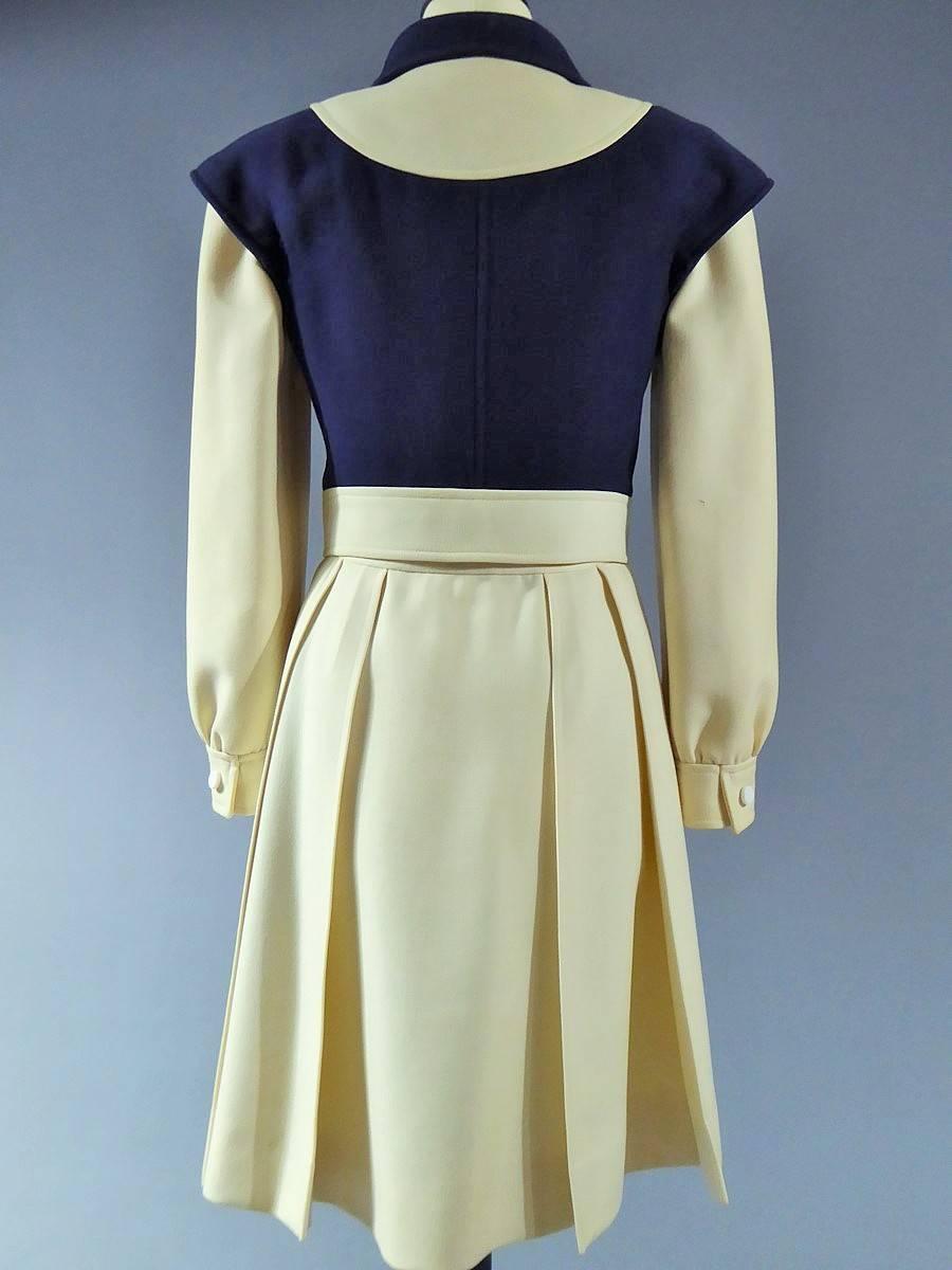 Beige An André Courrèges Couture jacket and skirt - French late 1960s  For Sale