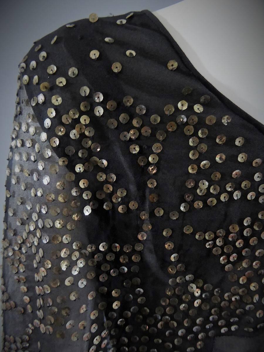 Black Silk Gauze Dress With Embroidered Silver Sequins, Circa 1935 5