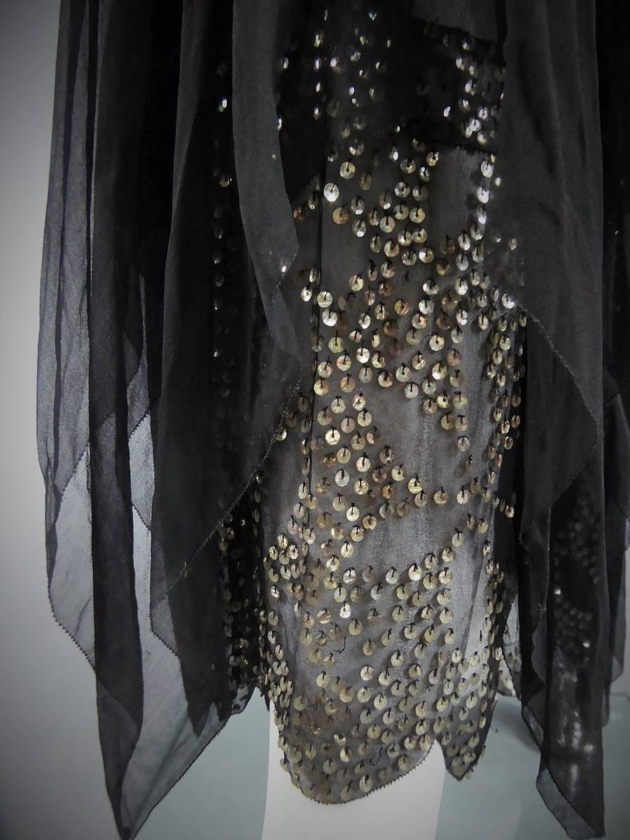 Black Silk Gauze Dress With Embroidered Silver Sequins, Circa 1935 6