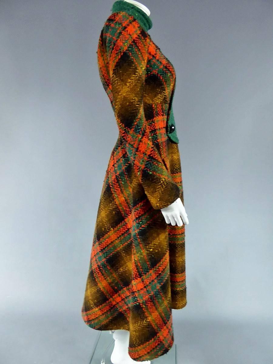 Brown A Pierre Cardin Tartan Chasuble Dress - Fall Winter 1970/1971 For Sale