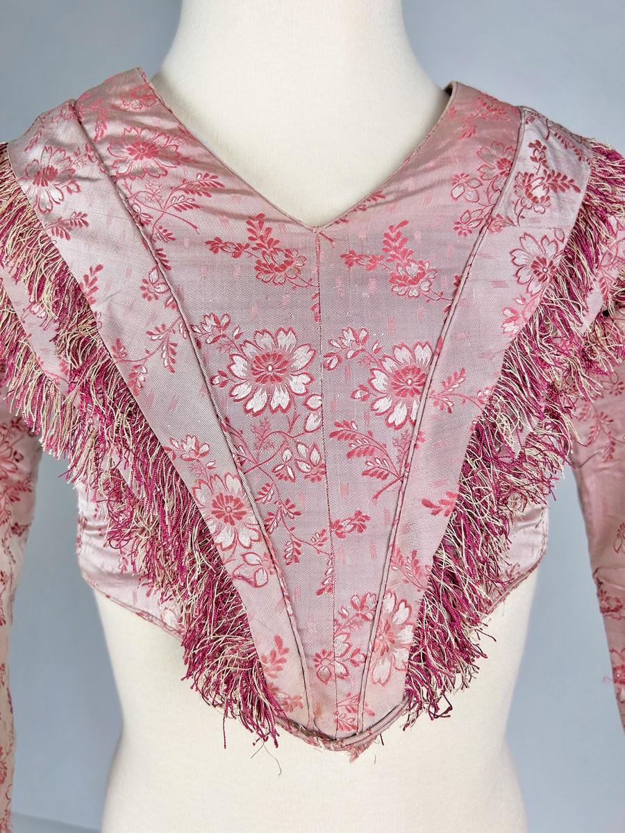 Corpiño de niña en seda rosa Circa 1850 Beige en venta