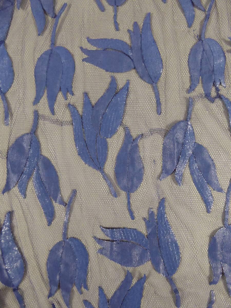 Deep Blue Applique Net Couture Dress 1930/1940 im Zustand „Hervorragend“ in Toulon, FR