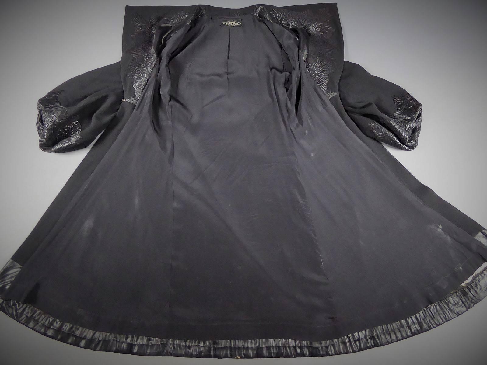Black Haute Couture Evening Coat By Philippe et Gaston Circa 1935/40