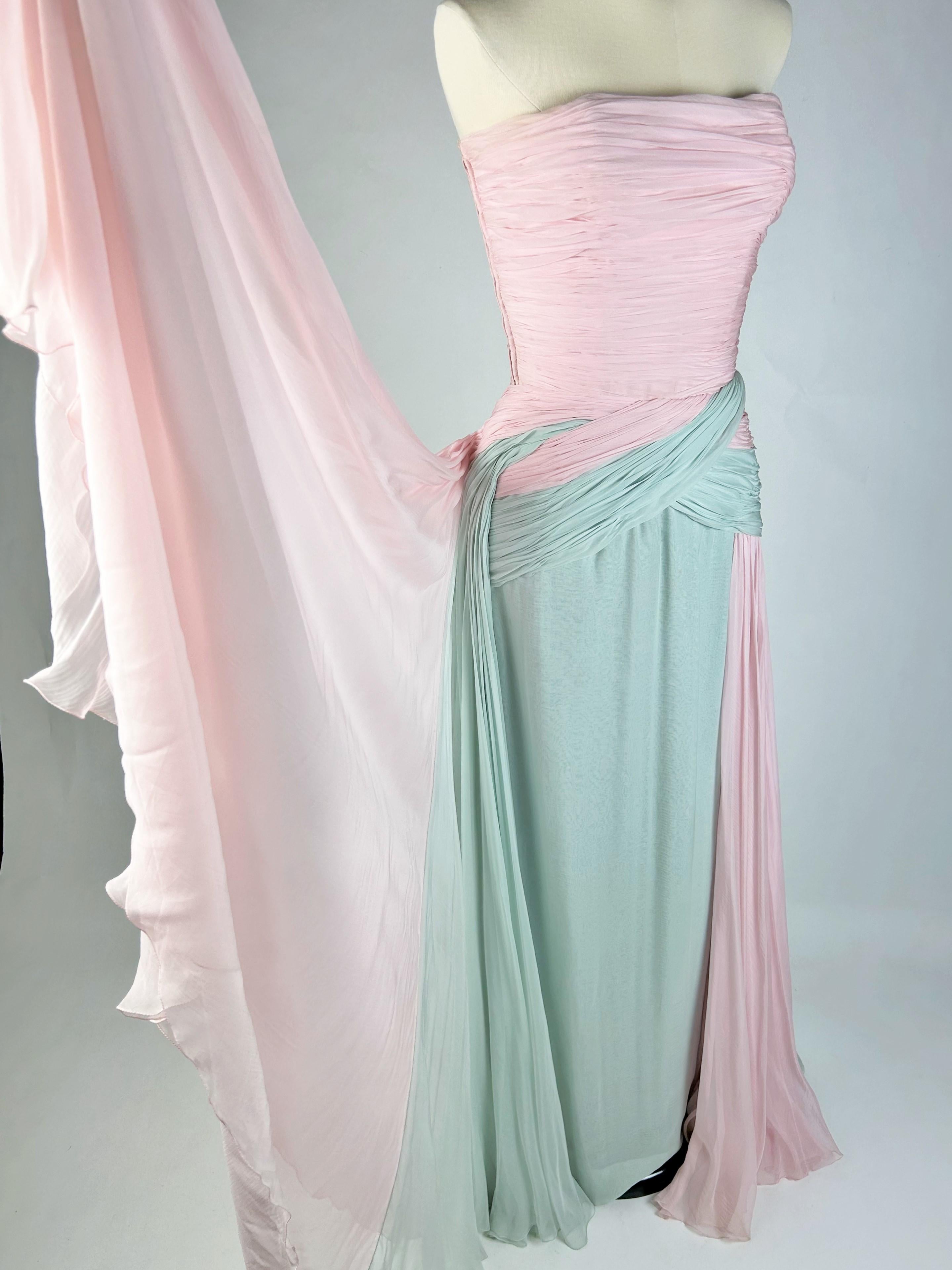 Ein Chiffon-Ballkleid von Jean Dessès Haute Couture Paris Frankreich CIRCA 1956 im Angebot 7