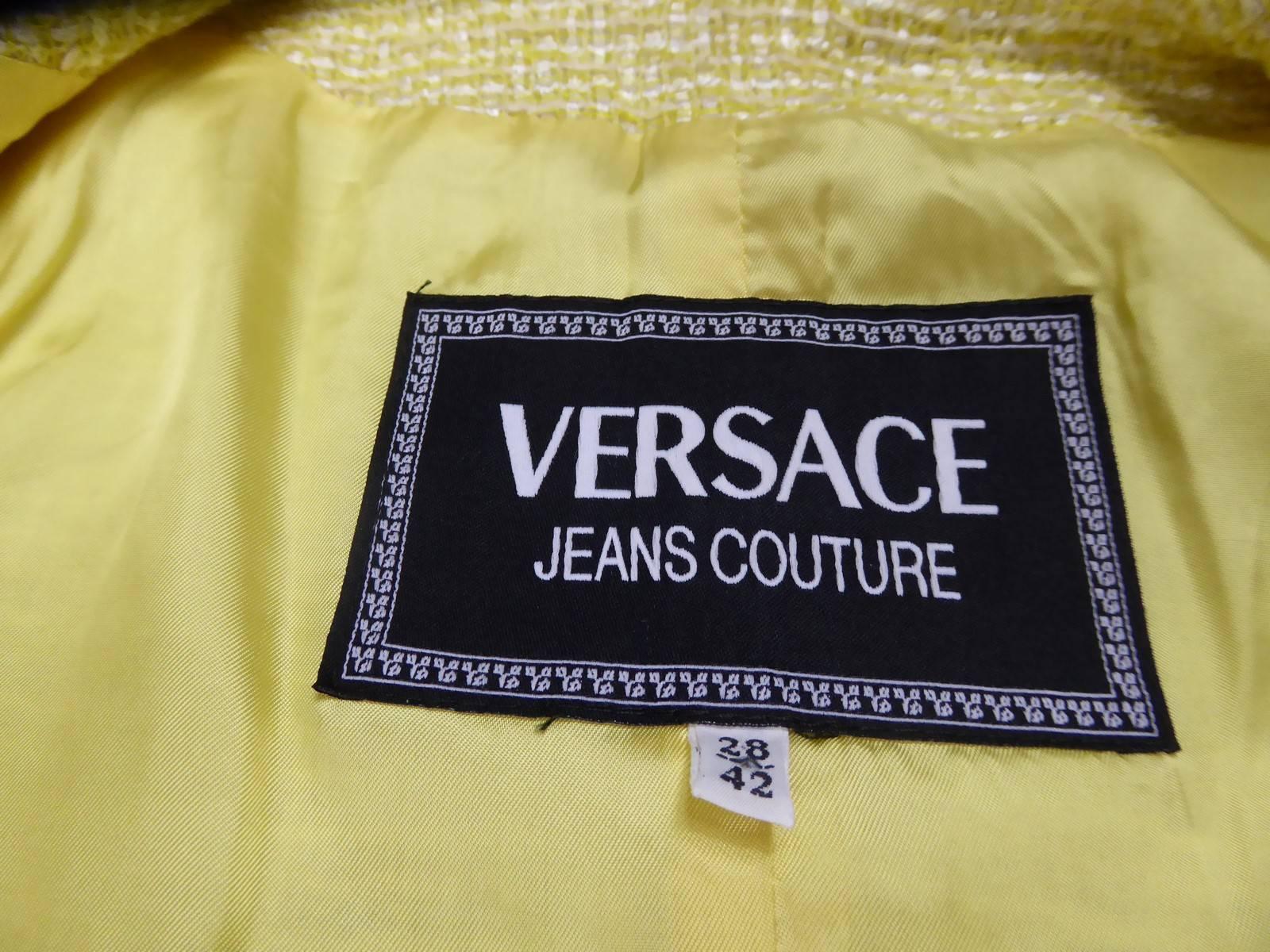 Beige  Robe et veste jaune Versace, vers 1990 en vente