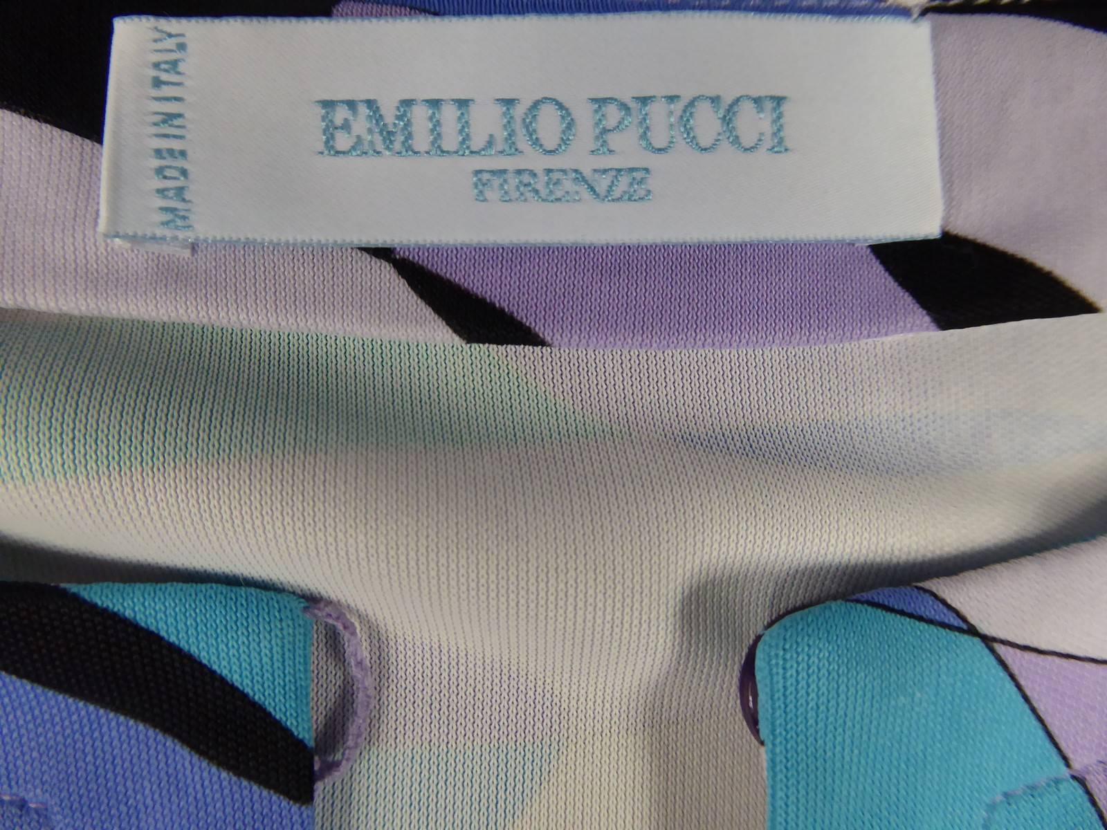 Emilio Pucci Blue Graphic Dress Circa 1980 For Sale 2