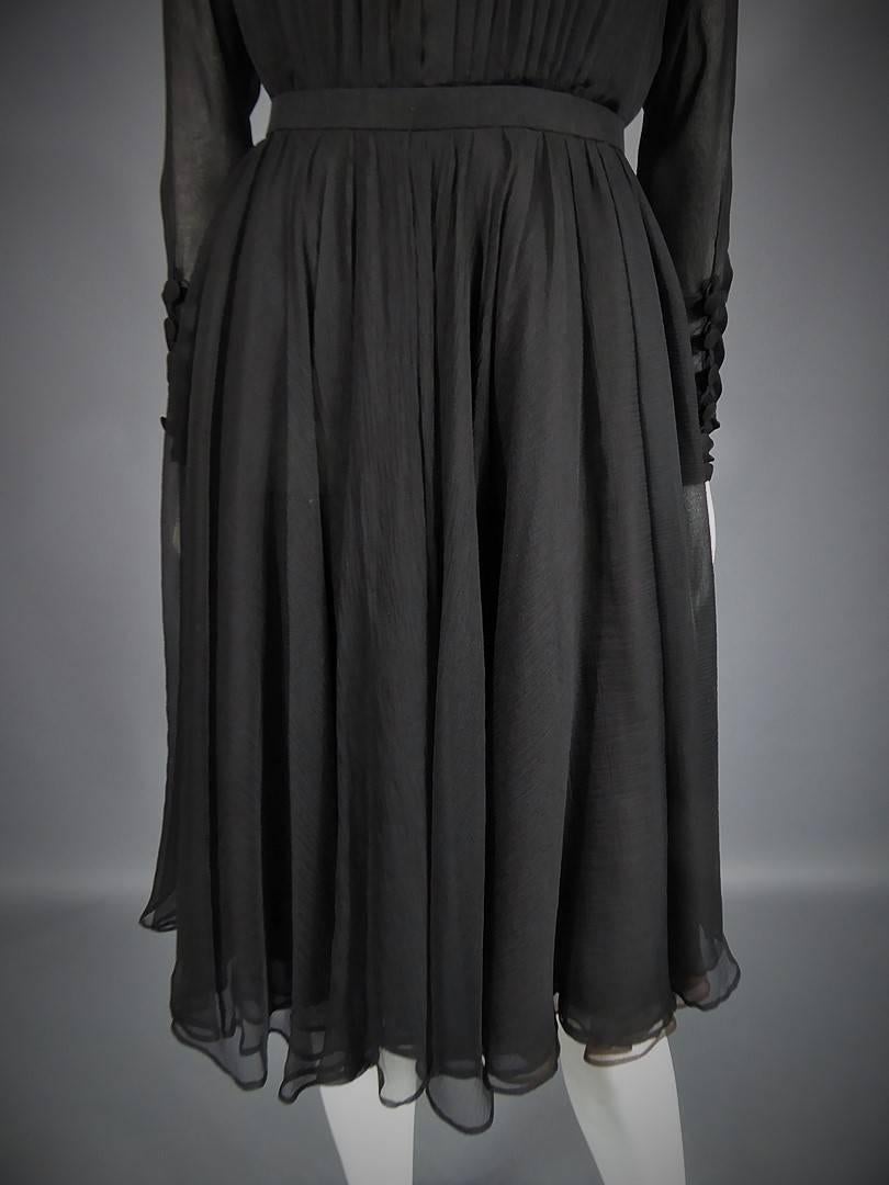 Women's An Yves Saint Laurent Couture Little black Chiffon Dress n°63811 Circa 1989